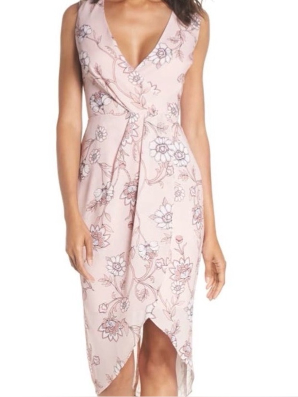 Cooper St. | Pink Floral Print Fiorella Drape Sleeveless Tulip Dress Sz 6 US
